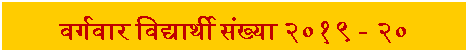 Text Box: वर्गवार विद्यार्थी संख्या २०१९ - २०